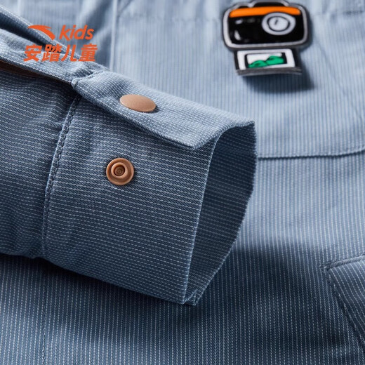 ANTA children's long-sleeved shirt jacket for boys spring and autumn new trendy versatile shirt store same style seaside blue-1 130 cm