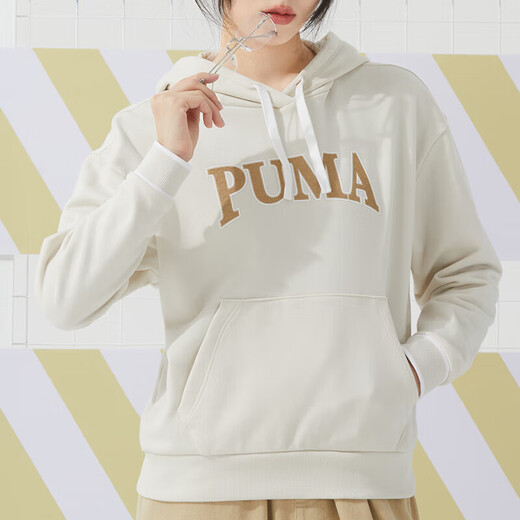 Puma (PUMA) sports suit women knitted sportswear base hooded sweatshirt pullover trousers casual pants 682176-87+682178-01 S