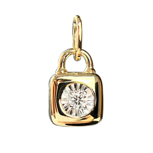 Time Bird Small Gold Lock Necklace Real Diamond Pendant 18k Gold Clavicle Chain Women's Thin Chain Safety Lock Ins Stacking Chain Real Gold 18k Gold Yellow 7 Points Real Diamond (Pendant Only)