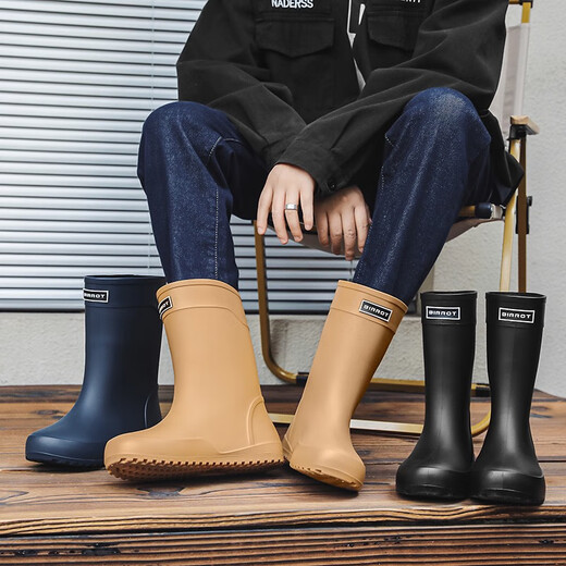 Botas de lluvia de alto tubo japonesas y británicas zapatillas de goma superpuestas más botas de lluvia de terciopelo botas de agua no deslizantes de agua pesca y zapatillas de agua de mar tubo de color medio tamaño estándar 42