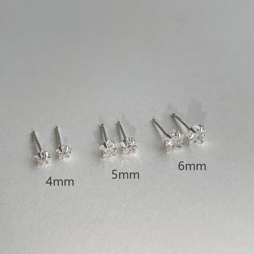 Liangshihuan S999 pure silver five-pointed star earrings for women, light luxury, high-end, pierced earrings 2025 new sterling silver earrings gift, S999 silver star earrings, 6mm pair