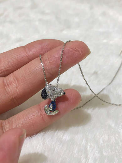 DRJEFUN fashionable and exquisite luxury light luxury elegant tanzanite necklace inlaid with colored gems and diamond pendant heavy industry retro Snoopy