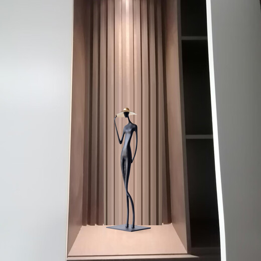 Wen Yijia light luxury abstract figure wearing hat and long legs sculpture ornaments model room hotel TV cabinet living room entrance hall art figure wearing hat black
