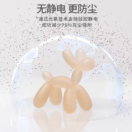 KLCB balloon dog teether baby teething stick anti-eating baby silicone chew gum soothing small toy food balloon balloon dog transparent blue + storage box + chain 1 pack