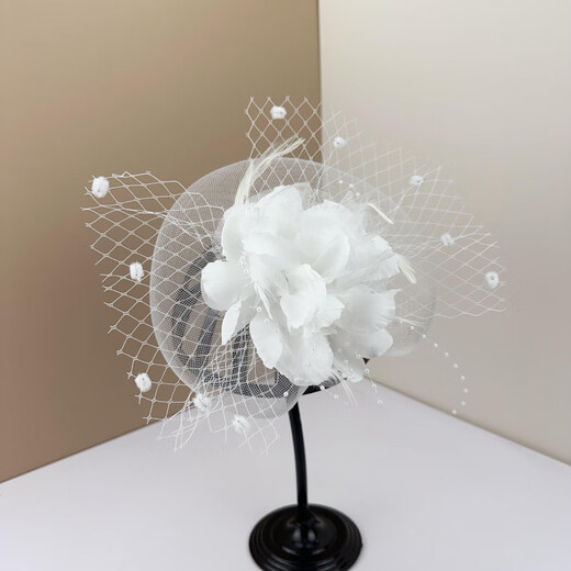 Giselen Hepburn style hat French niche Hepburn style top hat trendy front hat with veil hat Black with one-line clip