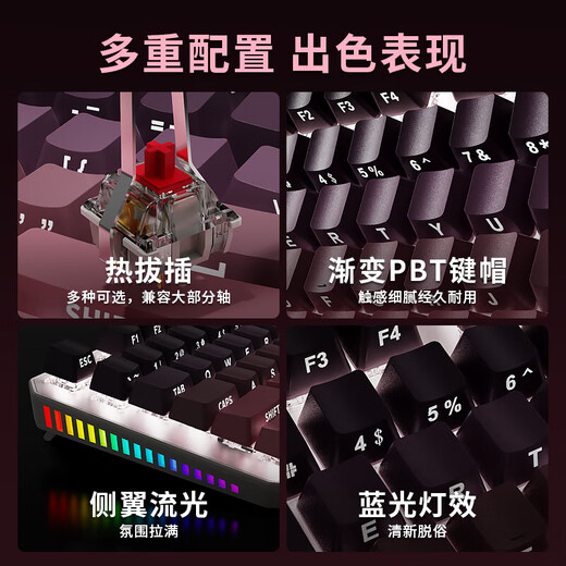 前行者TK870无线蓝牙机械键盘鼠标套装有线三模可选黑莓侧刻高颜值客制化办公游戏电脑笔记本平板iPad用 银白正刻87键白光【有线键盘】 青轴【清脆手感】