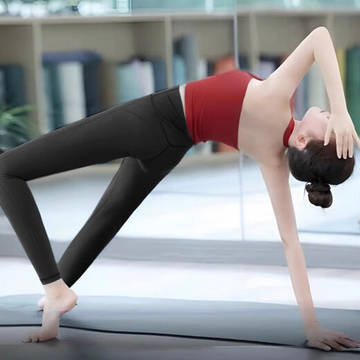 Shuangxiu Halter Neck Yoga Wear Women's New Style Stunning Red All-in-One Fixed Chest Pad Can Be Weared Outside Back Beautiful Pilates Training Wear Ankola Red Top XL (130-140)