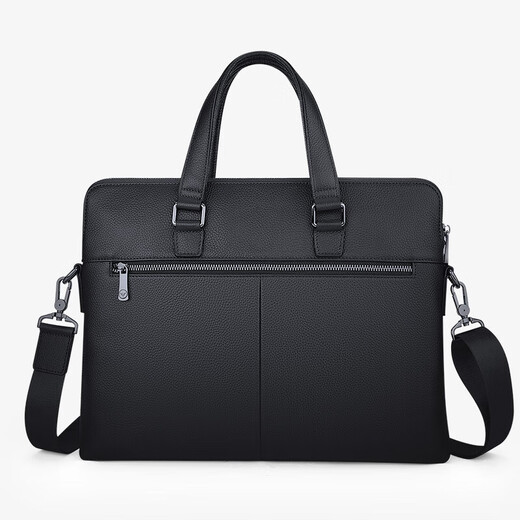 
King Paul (WILLIAMPOLO) brand men's handbag head layer cowhide briefcase laptop bag business trip men's bag gift black - 38.5*28cm 15 inches [head layer cowhide]