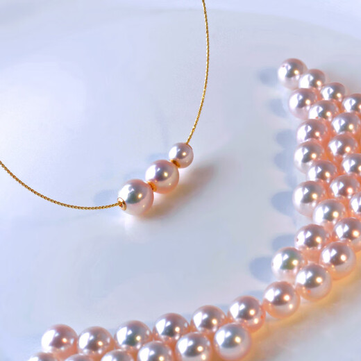 Floating lotus round necklace seawater pearl pendant single clavicle chain a seawater pearl style 9-9 o'clock 5mmx45cm