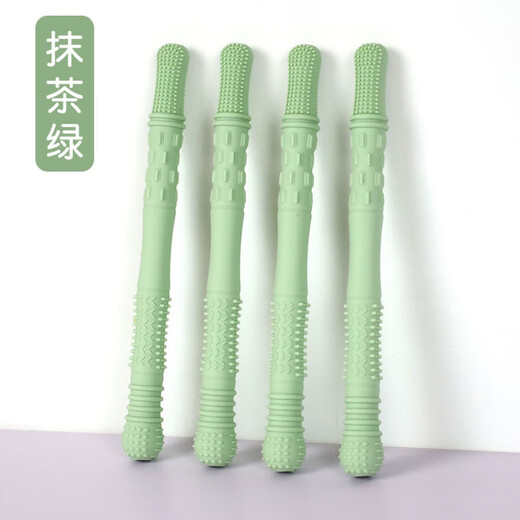 Guanxiangniao Teething Stick Baby Teething Stick Hollow Straw Teether Chewable Child Massage Gum Food Grade Soft Bite Matcha Green*/1pc Silicone Hollow Teether Tube