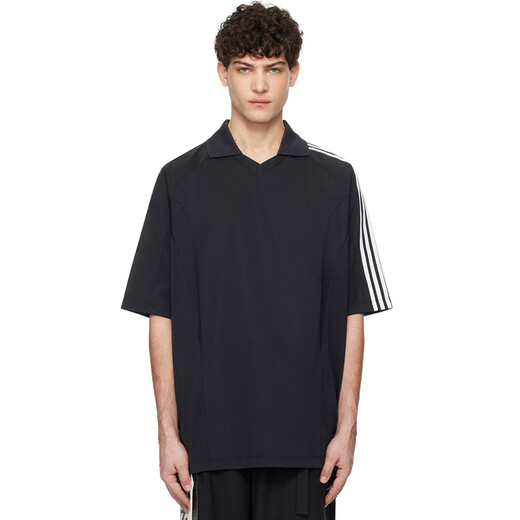 Y-3/Y3 男士潮牌经典三杠学院风时尚休闲半袖体恤T恤 JM3222 黑色 JN4877 XL