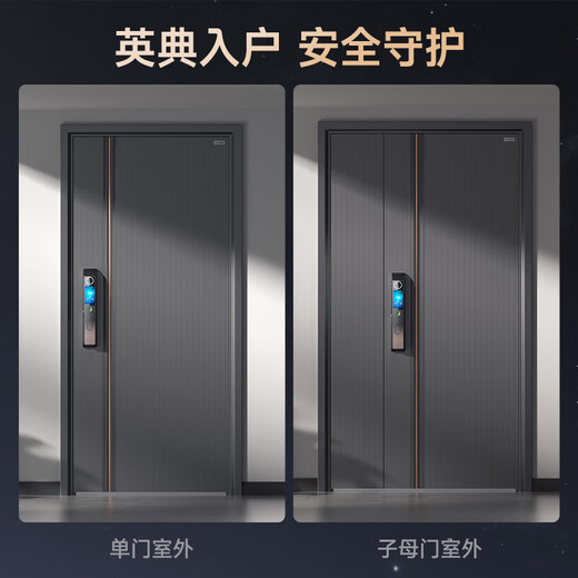 英典麒麟甲级防盗门家用入户门智能门进户门子母门防撬防爆别墅大门 2250*1050 【顶配款】双面大彩屏+主动对讲+3D人脸智能锁