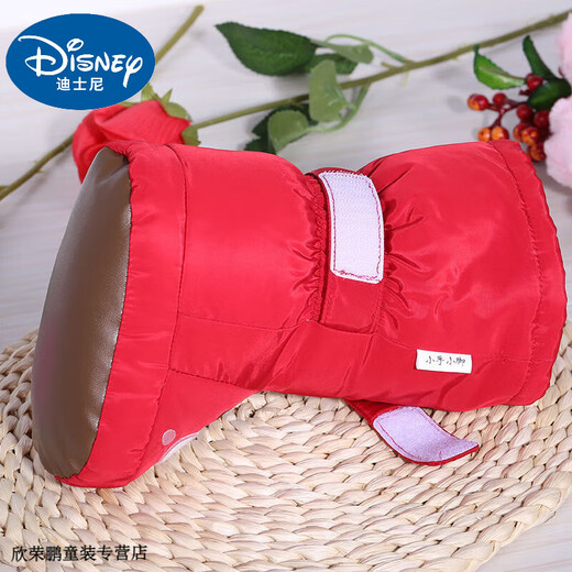 Disney Winter Soft Sohle verdickte Frauen 0-1 Jahre alte 3-6-9-12 Monate Jungen High-Top-Baumwollschuhe plus Samt warme Babyschuhe rote High-Top-Kuh-Kuh und Samt verdickte Rot 1 Paar Innere Länge 12,5 cm