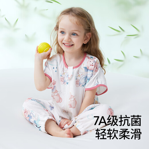 贝肽斯婴儿睡袋夏季竹棉纱布宝宝睡衣分腿儿童防踢被睡袋前6后4松鼠 M