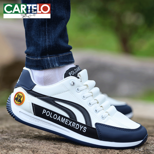 Cartelo-Herrenschuhe 2025 Herbst neue atmungsaktive Leinwandschuhe modische und vielseitige trendige Freizeitschuhe für einbeinige Fahrschuhe für Männer AW9902 Blaues Stoffmodell Die Größe ist klein/Größe Eins Größe 38