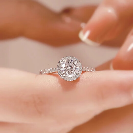 Guanpu Pavilion Fat Dong Lai quality pt950 platinum moissanite round bag ring one carat moissanite diamond ring silver proposal gift for daughter, main diamond 50 points live ring - adjustable (photographed closed ring)