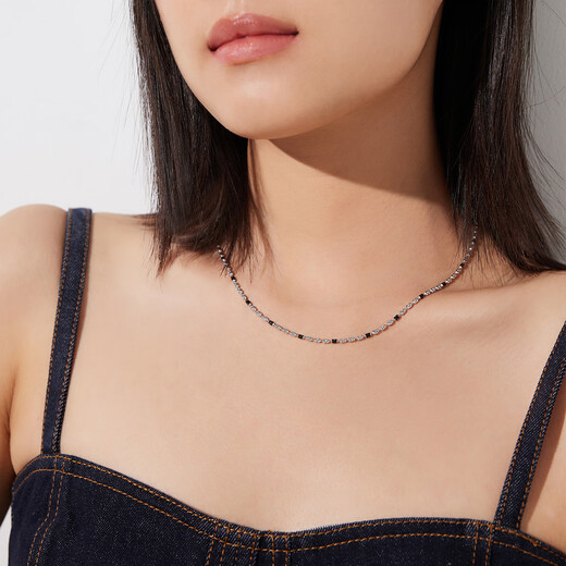 Lukfook Jewelry two-color platinum necklace platinum 950 electric black diamond light chain price GJP0001DS about 8.10 grams
