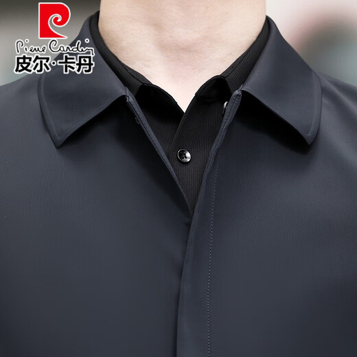 Короткая ветровка Pierre Cardin, мужская весна и осень 2025, новая деловая тонкая куртка с лацканами, повседневное мужское весеннее тонкое пальто среднего возраста, темно-синий L 175 рекомендуется 125-145 Jin Jin равен 0,5 кг