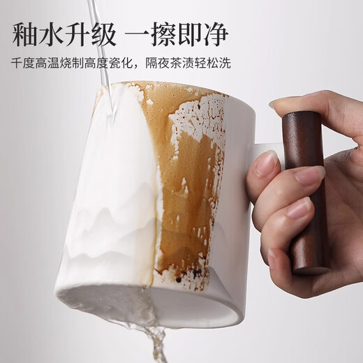 Shangyanfang mutton-fat jade porcelain tea cup office cup high-end ceramic tea separation cup with lid filter mug for personal use