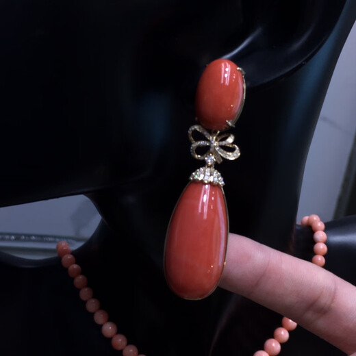 Zhaohao Coral Drop Earrings Exquisite and Elegant Tibetan Earrings Large Earrings