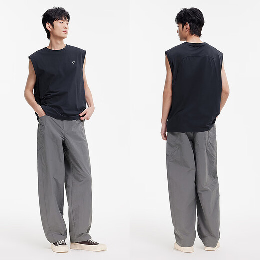 森马（Semir）休闲裤男宽松阔腿弯刀裤凉感2025夏季直筒裤简工装109325127103