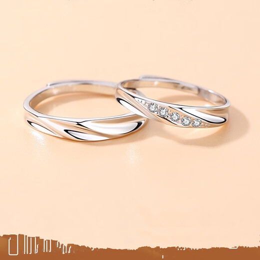 Silver-plated platinum couple rings, men's and women's proposals, engagement gifts, written greeting cards, engraved greeting cards, women's rings + certificates and brand gift boxes, live rings (freely adjust the ring size)