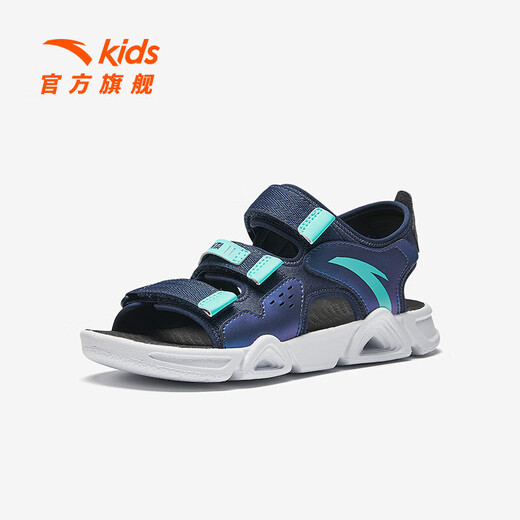 ANTA children's sandals, girls' shoes, 2025 summer new children's sports shoes, open-toe arch beach shoes, boys, new ink blue/fluorescent aqua-9 34