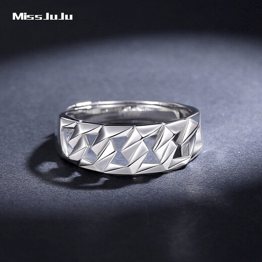 Miss JuJu new pt950 platinum ring men's platinum rhombus hollow fashion ring with adjustable mouth, weight 5.7-5.9 grams (adjustable mouth)