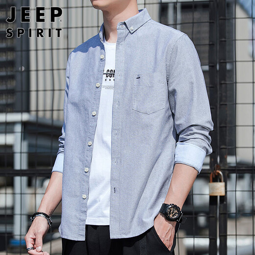JEEP SPIRIT Рубашка Jeep с длинными рукавами, мужская повседневная куртка, мужская осенне-зимняя рубашка, мужская модная одежда из чистого хлопка