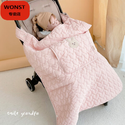 WONST baby cloak autumn and winter children's cloak windproof blanket stroller cover blanket baby carrier waist stool windproof warm thickened cover love quilted cotton rabbit quilt (thickened windproof) 80 cmx85cm
