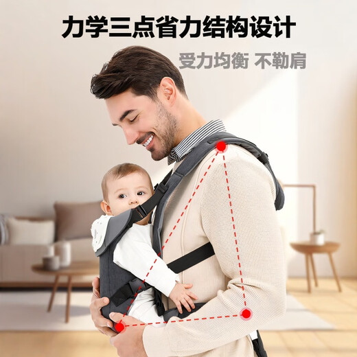 
Jingxiaosen live baby strap front and back dual-purpose baby out for simple baby holding artifact liberates hands front holding multi-functional and lightweight Dark gray-cation [0~36 months suitable for care for baby soft cervical spine]