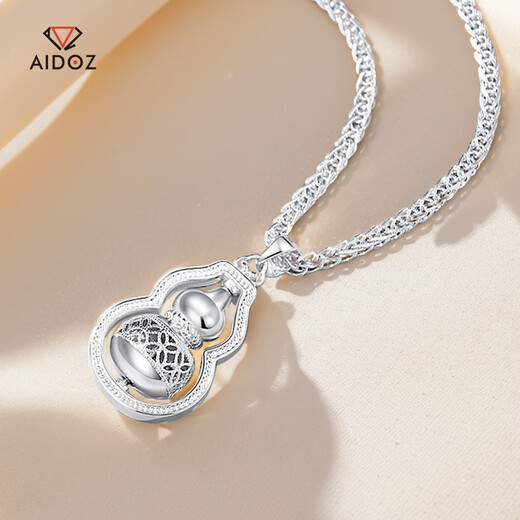 Aido Diamond pt950 platinum gourd pendant for women, platinum Fulu pendant, rotatable gift for wife, gourd pendant, weight 6.0-6.2 grams + delivery silver chain