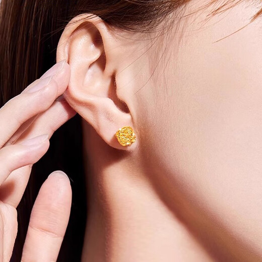 CHINA GOLD 18K Gold Sugar Cube Earrings Women's Straight Pin Type Ear Hole Earrings Valentine's Day Birthday Gift for Girlfriend and Lover Today/Next Day Delivery 18K Gold Sugar Cube Earrings