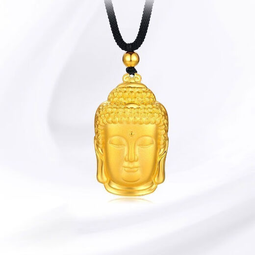 GRAYCEWODY Old Phoenix 999 gold Buddha head pendant pure gold pure silver Tathagata Buddha gold-wrapped silver pendant for boyfriend and girlfriend mother Buddha necklace + certificate Old Phoenix gold store model 30*50mm about 35 grams