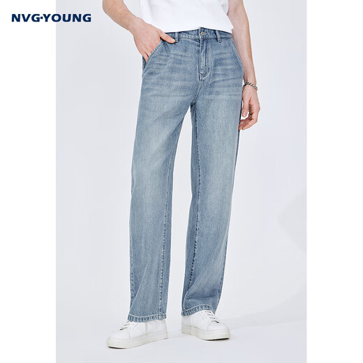 NVG·YOUNG意大利小帆船春秋季弹力牛仔裤男士宽松百搭休闲直筒长裤子