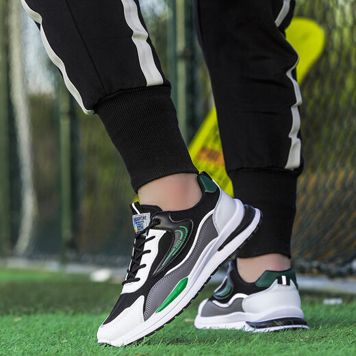 Forrest Gump Schuhe Herrenschuhe atmungsabstaubare Schuhe Sportschuhe lässige Schuhe ein Fuß Pedal Trendy Schuhe nicht rutschfeste Kleidung-resistente Laufschuhe Dad Schuhe Mesh schwarz und grün 39