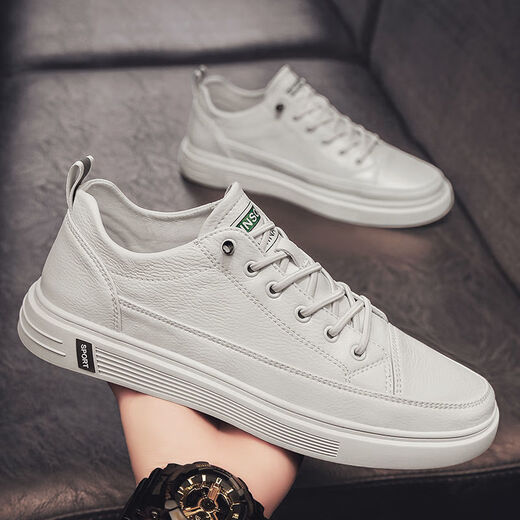 Huilijun Herren sommer atmungsaktiv trendy lässige und modische, vielseitige Leder wasserdichte weiße Schuhe Nicht rutschende und kräftig-resistente ein Stück Großhandel N695 Black 39