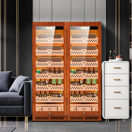 CIGARLOONG CL-120C1 Intelligent Constant Temperature and Humidity Cigar Cabinet Constant Temperature Red Wine Cabinet Negative Ion Ammonia Purifier WiFi Remote IoT Frequency Control Large Capacity Double-Door Cigar and Red Wine Double Cabinet Rosewood Grain Beech Naked Model WiFi + Purified Ammonia + Constant Temperature and Humidity