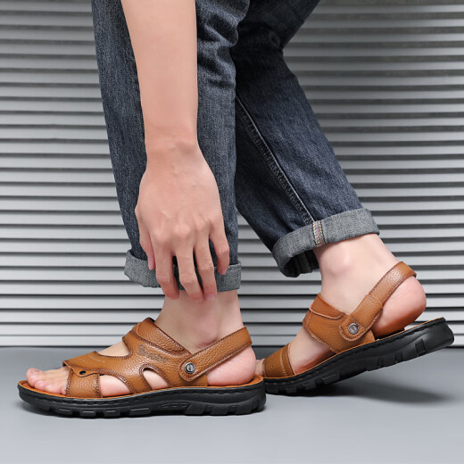 
Warrior sandals men's shoes outdoor beach shoes wear-resistant two-wear sports sandals WSL (WZ)-1390 yellow brown 39