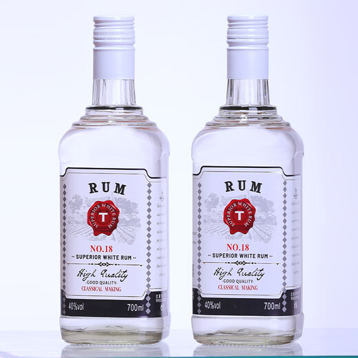 蒂姆庄园朗姆酒700ml调莫吉托mojito洋酒酒吧调酒基酒40度甘蔗酒 白朗姆 700mL 2瓶 赠2只子弹杯
