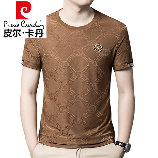 Pierre Cardin Summer Nouveau t-shirt à manches à manches courtes pour les hommes en relief à manches courtes pour les hommes F829 Caramel 4xl 190 Suggestion 180-210 Jin [Jin est égal à 0,5 kg]