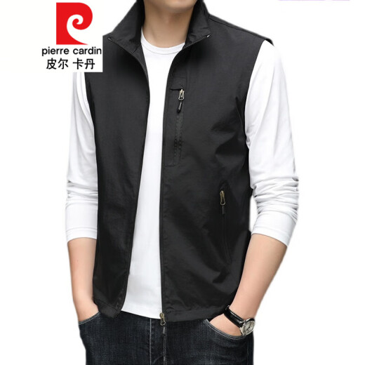 皮尔卡丹（pierre cardin）春秋季新款薄款马甲男休闲坎肩户外工装背心中年马夹外套针 686蓝色 3XL