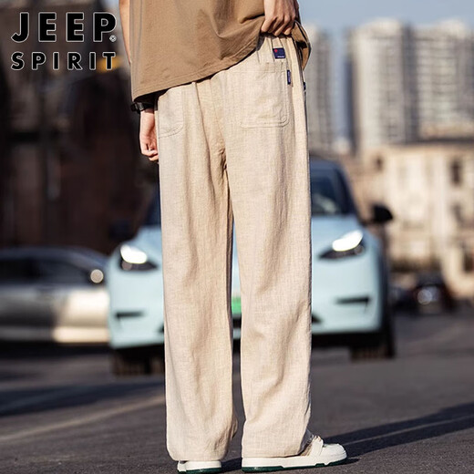 JEEP SPIRIT Jeep casual pants men's summer thin cotton and linen pants men's casual trousers Chinese men's clothing linen XL