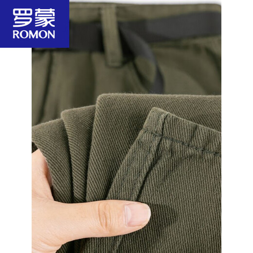 ROMON extra large size 300Jin Jin equals 0.5kg American retro heavyweight pure cotton work casual pants men's spring and autumn loose fashion straight pants 2 Army Green Recommended 190-220Jin Jin equals 0.5kg 4XL