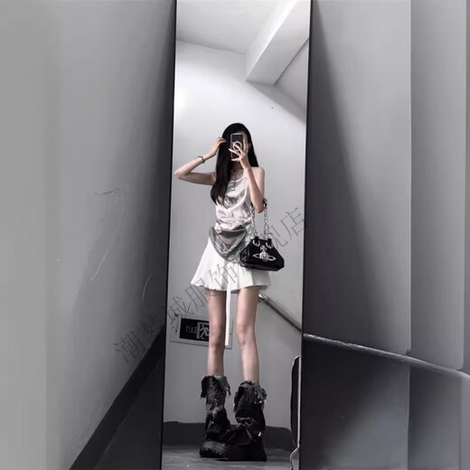潮梦城美式复古性感辣妹假两件无袖恤女夏季新款紧身外穿古着印花上衣 XZ#9227 白色 L