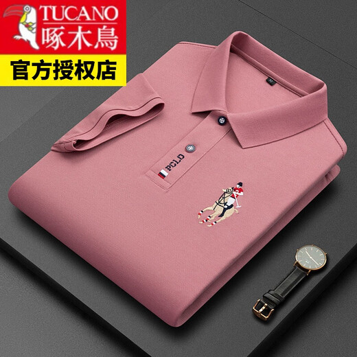 啄木鸟（TUCANO）男装中年休闲男士衫夏季短袖翻领上衣POLO.衫爸爸宽松 短999白色 L 17084A 建议120-130斤