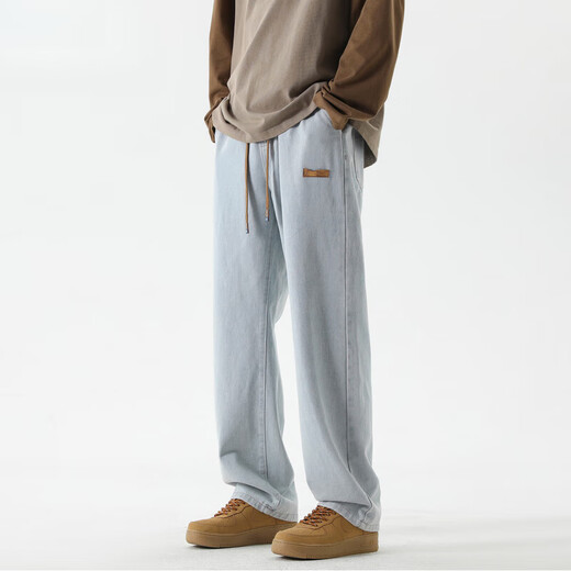 Warrior jeans men's spring and autumn casual outdoor straight trousers men's wear-resistant, comfortable and fashionable Q-A101-838-Black gray XL (recommended 130-155Jin [Jin equals 0.5 kg])