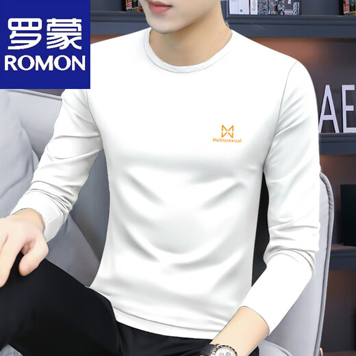 Luo Meng 2025 New Spring and Autumn Thin Long Sleeve T-Shirt Men's Slim Autumn Bottoming Shirt Round Neck Underwear Top Black 355 Long Sleeves 2XL Recommended 135-150 Jin Jin equals 0.5 kg