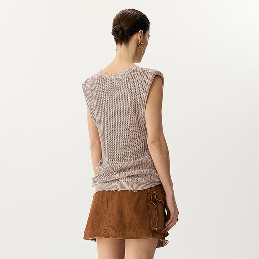 
JNBY/Jiangnan Buyi Spring and Summer Knitted Vest Round Neck Pullover Simple Comfortable Sleeveless Casual Delicate 5O4312070 674/Medium Gray Powder L