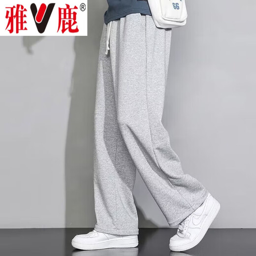 Yalu casual pants for men in spring and summer American high street men's pants loose fashionable straight pants for men loose breathable sports trousers grey [spring and summer style] XL [recommended weight 115-130 Jin [Jin equals 0.5 kg]]
